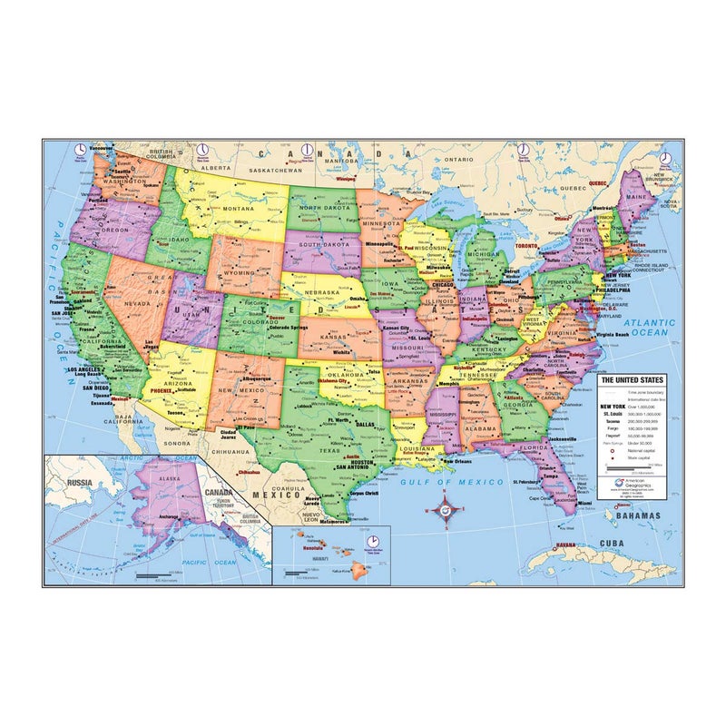 Lighthouse Geographics US and World Desk Map (13" x 18" Laminated) for Students, Home or Classroom Use by Lighthouse Geographics - Image 2