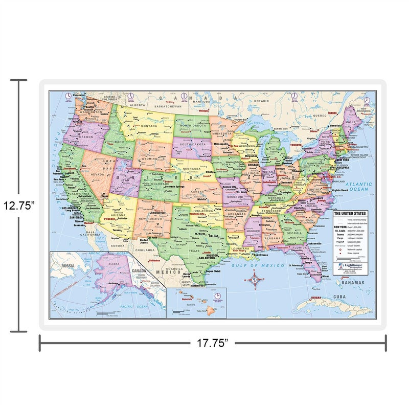 Lighthouse Geographics US and World Desk Map (13" x 18" Laminated) for Students, Home or Classroom Use by Lighthouse Geographics - Image 3