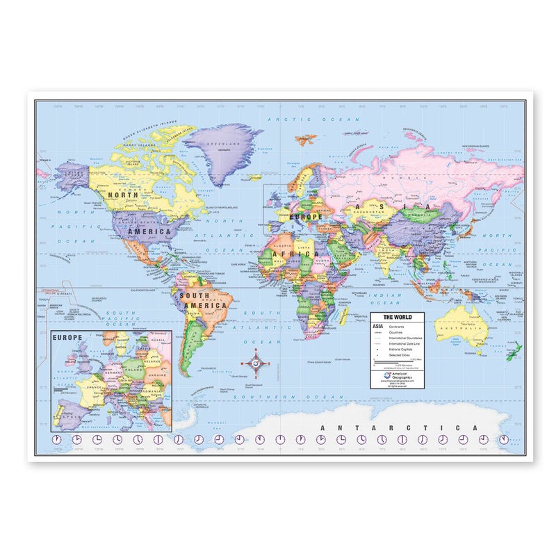 Lighthouse Geographics US and World Desk Map (13" x 18" Laminated) for Students, Home or Classroom Use by Lighthouse Geographics - Image 4