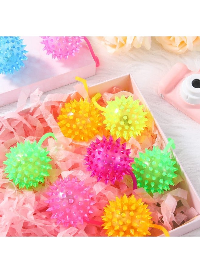 18 Pieces Light Up Led Ball Spiky Bouncy Ball Flashing Squeaky Ball Multicolor Puffer Balls Stress Relief Balls Rubber Sensory Toy Carnival Prizes Bulk Party Favors For Kids Teens Adults