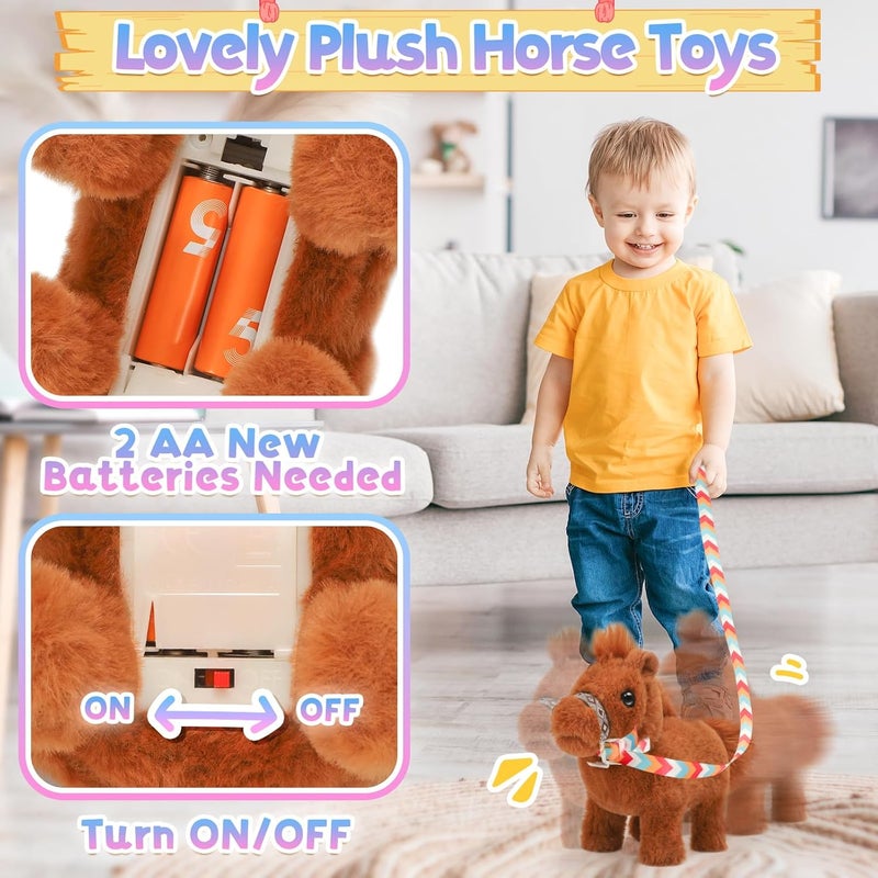 Tagitary Plush Horse Toys for Kids,Electronic Interactive Plush Toys with Leash That Making Sounds,Walking,and Wagging Tail,Stuffed Horse Realistic Pet for Boys Girls - Image 3