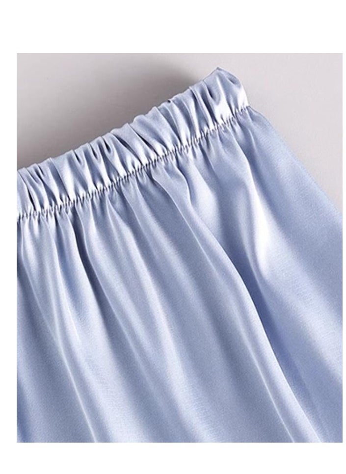 MIIOW - Ice Silk Sleepwear Men's Simulated Silk Short  Sleeved High-End Home Suit Set - Image 1