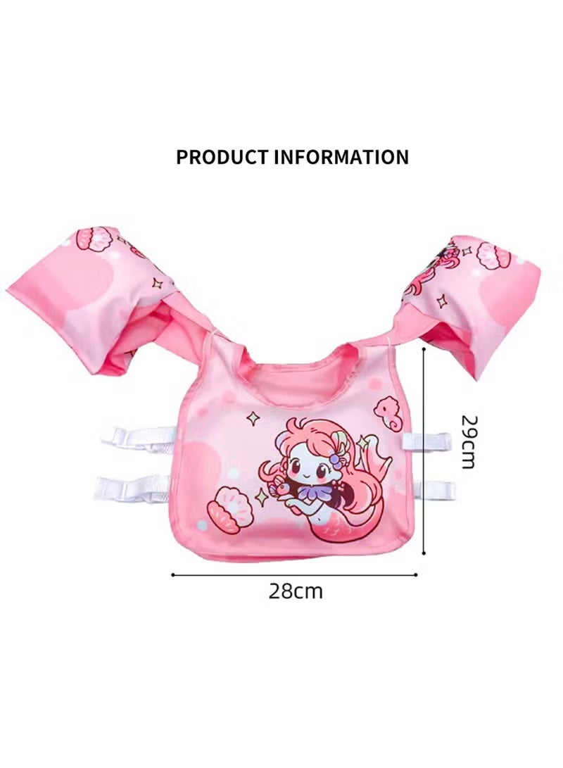 Vphom Toddler Swim Vest for Kids 20–50 lbs (10–23 kg), Cartoon Water Wings Floaties with Arm Bands, Shoulder Straps & Safety Buckle – Non-Inflatable Swim Float Vest for Children Learning to Swim - Image 2
