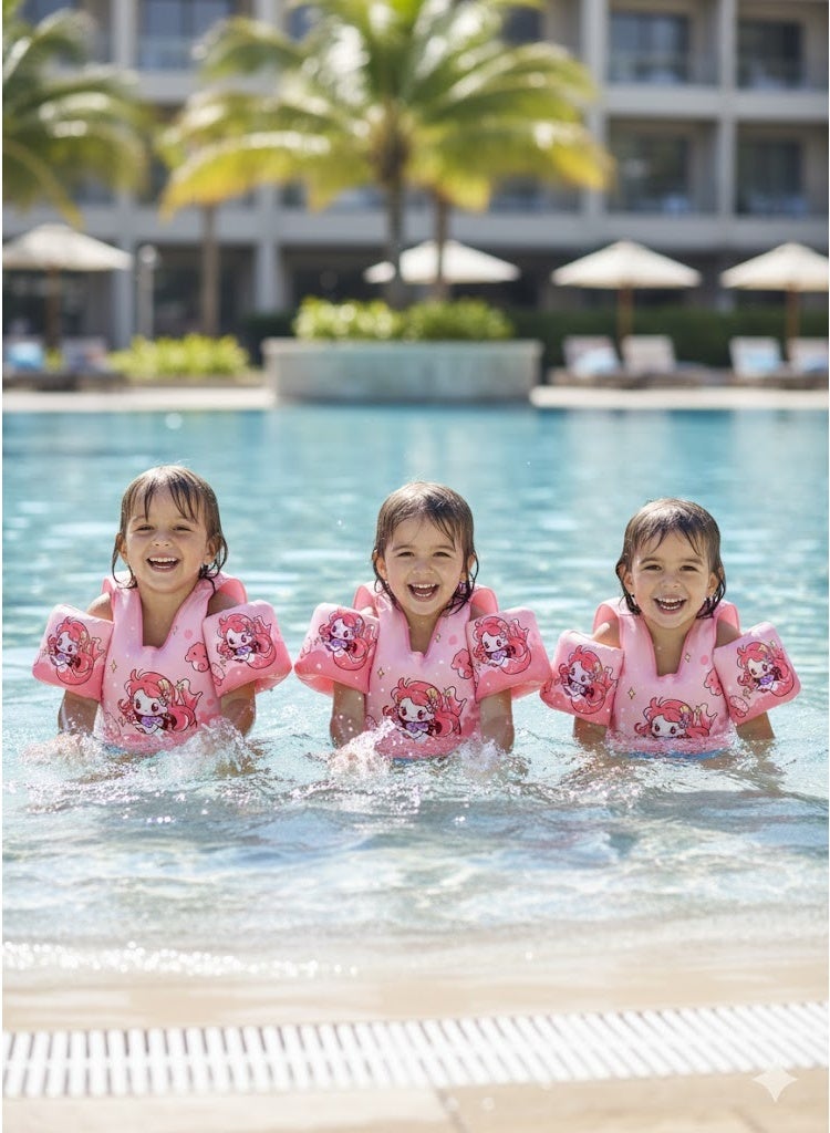 Vphom Toddler Swim Vest for Kids 20–50 lbs (10–23 kg), Cartoon Water Wings Floaties with Arm Bands, Shoulder Straps & Safety Buckle – Non-Inflatable Swim Float Vest for Children Learning to Swim - Image 3