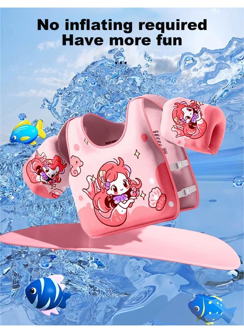 Vphom Toddler Swim Vest for Kids 20–50 lbs (10–23 kg), Cartoon Water Wings Floaties with Arm Bands, Shoulder Straps & Safety Buckle – Non-Inflatable Swim Float Vest for Children Learning to Swim - Image 4
