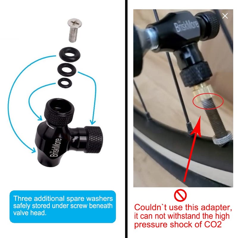 BriskMore CO2 Inflator Kits with 5 X 16g CO2 Cartridges for Bike Tires, Presta and Schrader Valve Compatible, Bike Tire Pump for Mountain and Road Bicycles, Included Insulated Sleeve - Image 5