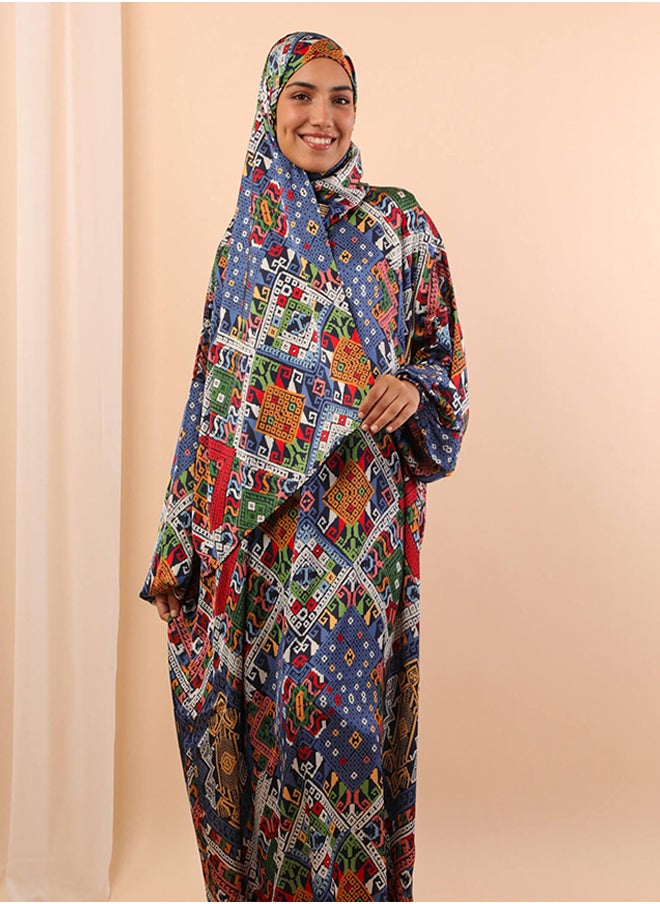 Tie Shop Tie Shop - Printed Satin Isdal - Orange - Blue For Women 