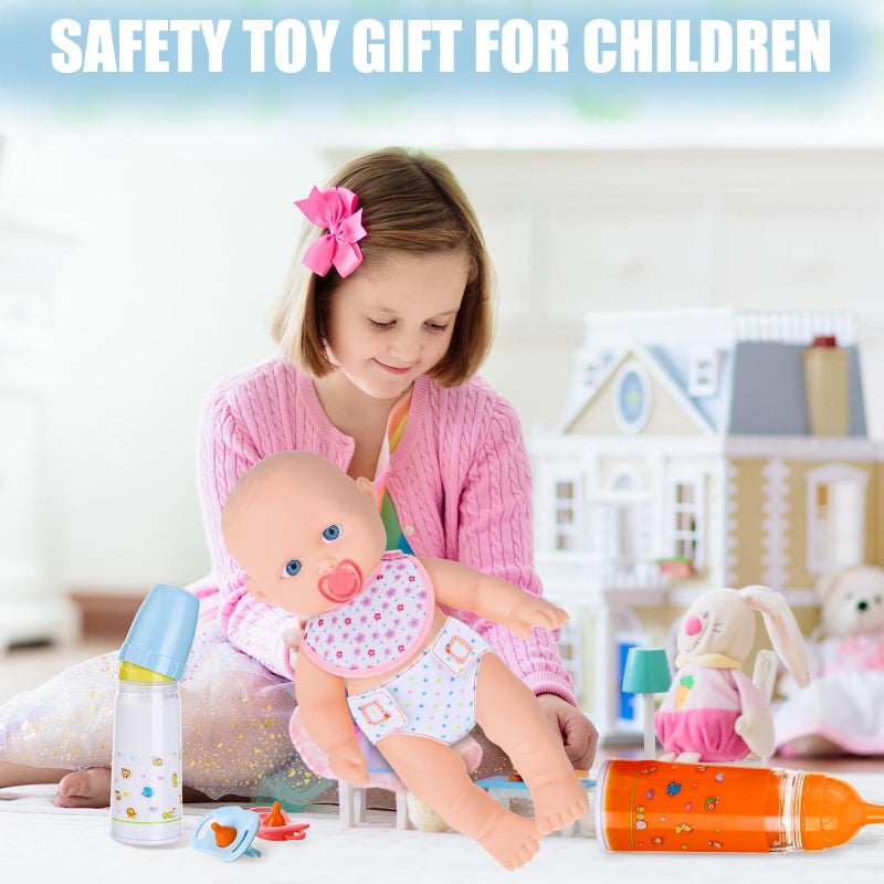 Shappy 10 Pcs Baby Doll Accessories Set Include Disappearing Milk and Juice Bottles, Pacifier, Bibs, Diapers, Baby Doll Feeding Set, Toy Bottles for Dolls for Girls Christmas Birthday Gift - Image 5