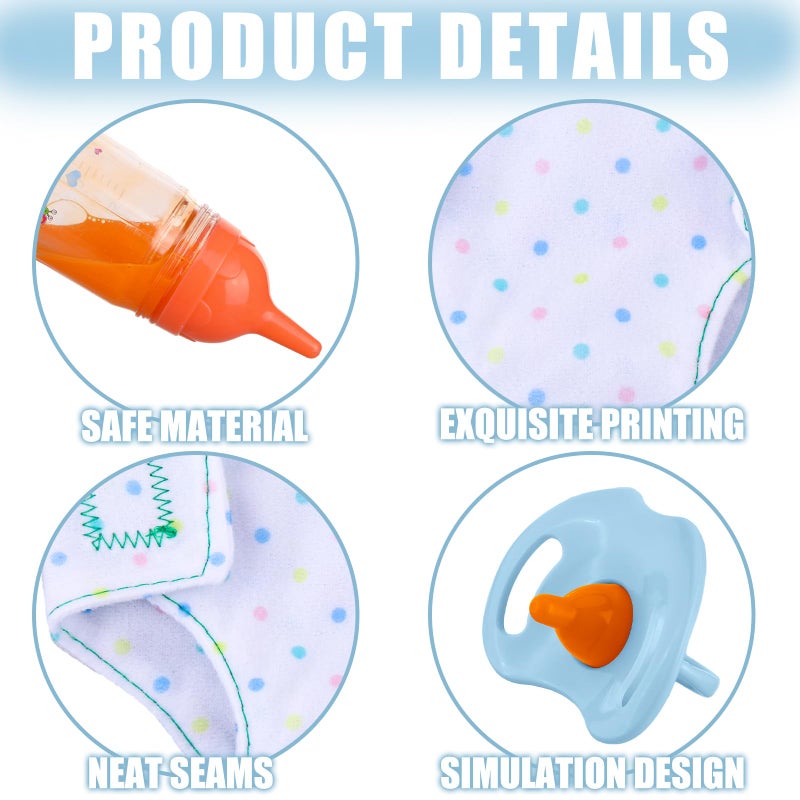 Shappy 10 Pcs Baby Doll Accessories Set Include Disappearing Milk and Juice Bottles, Pacifier, Bibs, Diapers, Baby Doll Feeding Set, Toy Bottles for Dolls for Girls Christmas Birthday Gift - Image 3