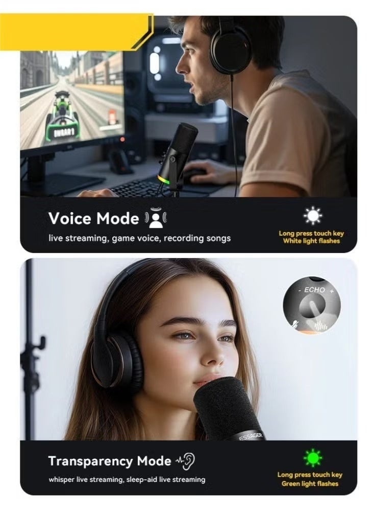 NeePho M03 Wireless / XLR Microphone Gaming Desktop Condenser – 48V Phantom Support with ANC Noise Reduction & Dynamic RGB - Gain Knob – Plug & Play for PC, Mobile , Streaming, Podcasting & Discord | Black - Image 5