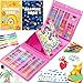 AOTEMOON All in One Art Supplies Art Kit Includes Origami PaperCutting Crafts Easel Colored Pencils Crayons Drawing Book Coloring Book Watercolor Markers and More Art Set for Kids Girls Boys Pink - Image 3