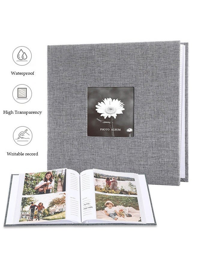 Arabest 200 Pockets Photo Album with Writing Space and Front Window, Waterproof Linen Photo Album for 4 * 6 Inches photos, Portable Photo Album for Baby Travel Wedding Family - Image 1