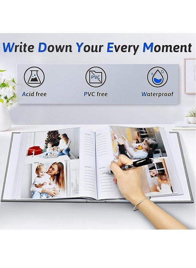 Arabest 200 Pockets Photo Album with Writing Space and Front Window, Waterproof Linen Photo Album for 4 * 6 Inches photos, Portable Photo Album for Baby Travel Wedding Family - Image 2