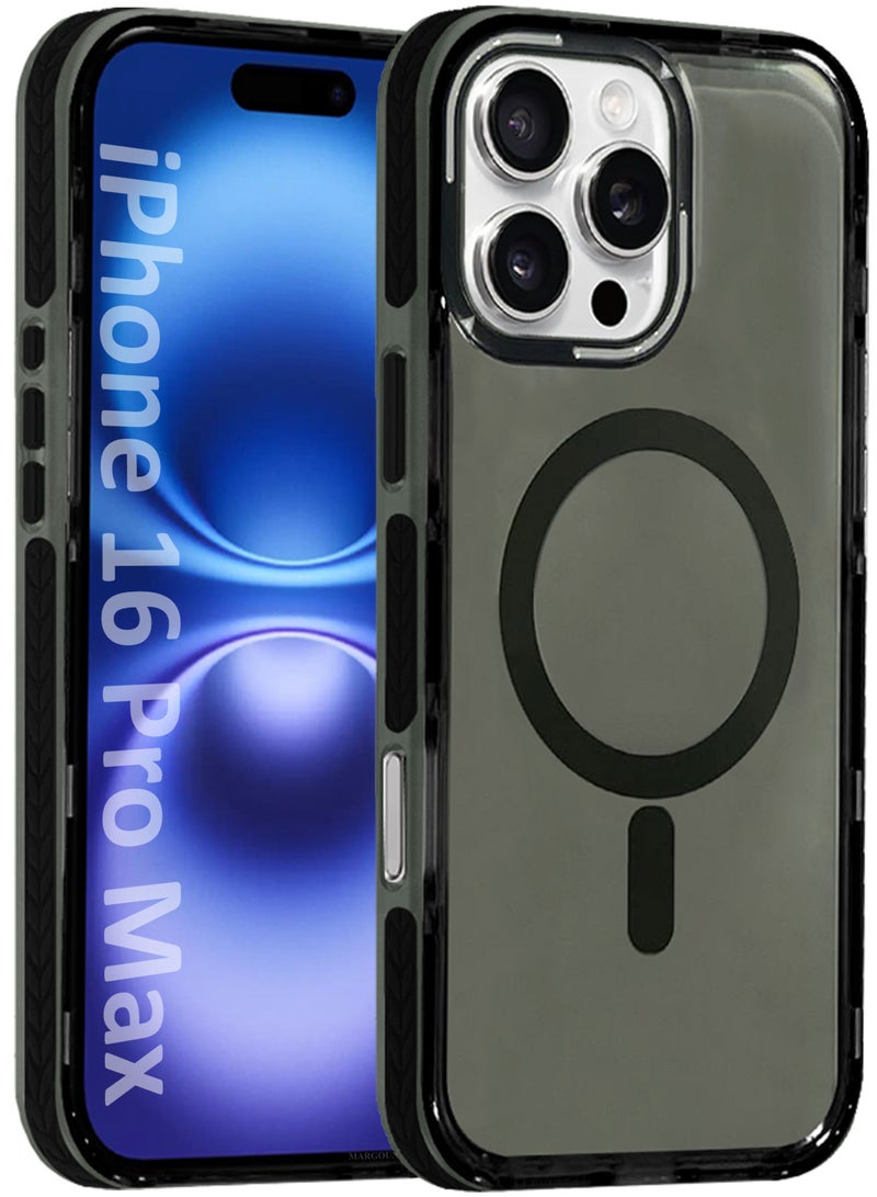 CATANES (for iPhone 16 Pro Max) Hard PC Magsafe Case Cover Polycarbonate Magnetic Strong Shockproof Protective Case Cover Transparent - Black Color - Image 1