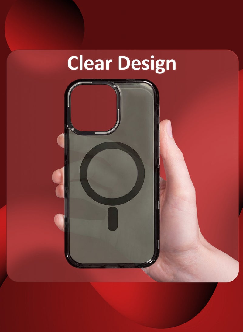 CATANES (for iPhone 16 Pro Max) Hard PC Magsafe Case Cover Polycarbonate Magnetic Strong Shockproof Protective Case Cover Transparent - Black Color - Image 5