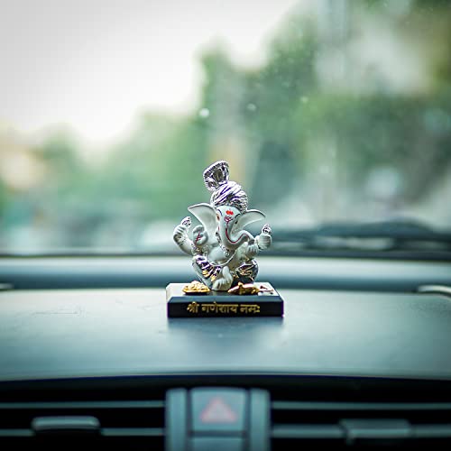 Craftlayout Resin Ganesha Statue - Premium Ganpati Idol Decorative Showpiece Murti for Pooja Temple Home Entrance Décor Diwali Gift White Silver (2.5X2X3 Inch) - Image 3