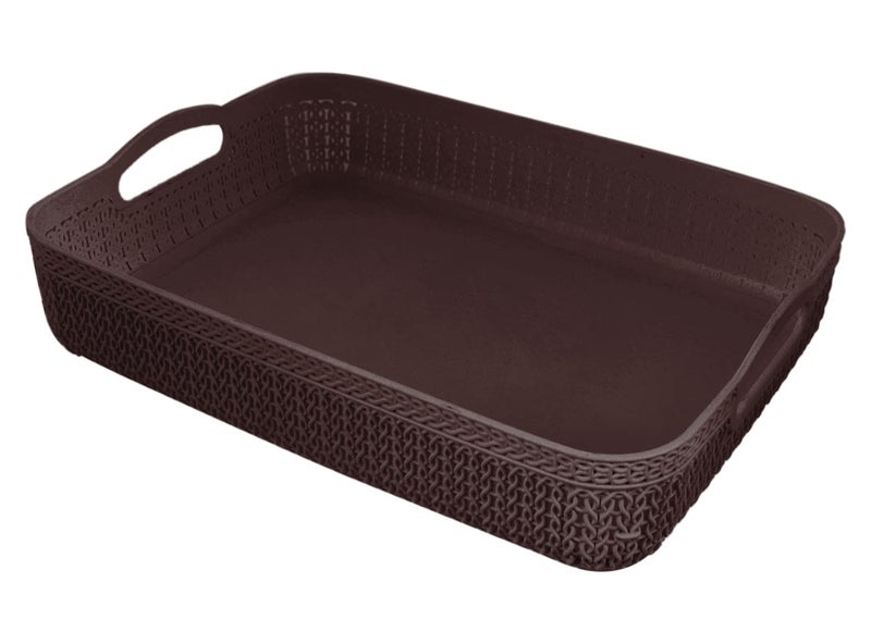Kuber Industries Heart Home Q-4 Designer Plastic Storage Basket For Store Fruits, Vegetables, Magazines, Cosmetics, Stationary (Brown)-50HH01564 - Image 1