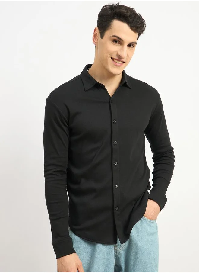 Styli Regular Fit Interlock Knit Shirt