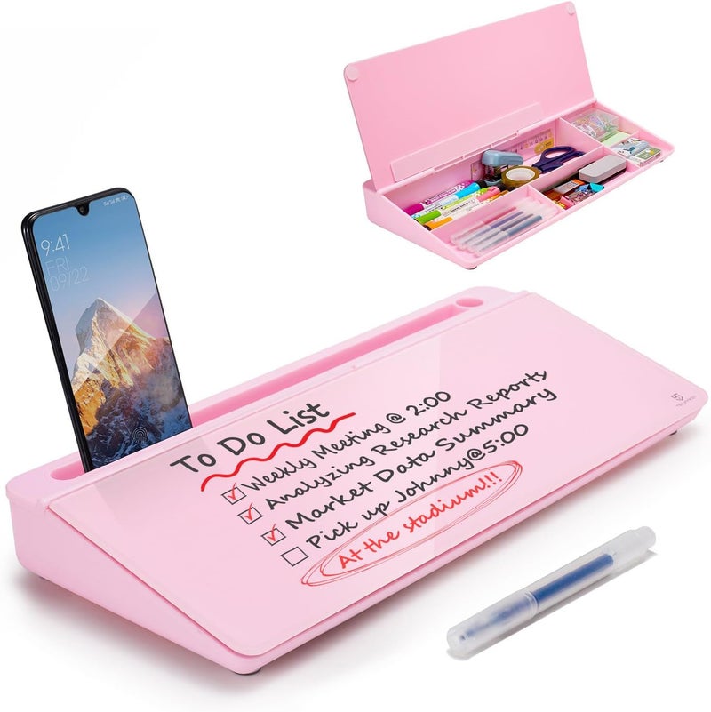 TSJ OFFICE Desktop Whiteboard Dry-Erase-Board - Computer Keyboard Stand White Board Surface Pad with Drawer, Desk Organizers with Accessories for Office, Home, School Supplies - Image 1
