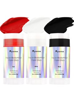 Mysense Mysense Clown Makeup Kit,Black White Red Face Body Hair Paint Stick,Water Based Temporary Hair Color,Non-toxic Cream Facepaint for Adults and Children Halloween SFX Zombie Vampire Skeleton Cosplay  - Image 1
