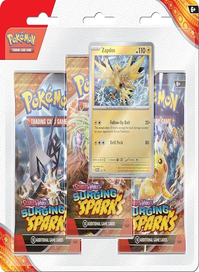 Pokemon TCG Scarlet and Violet 8 Surging Sparks Three Booster Blister