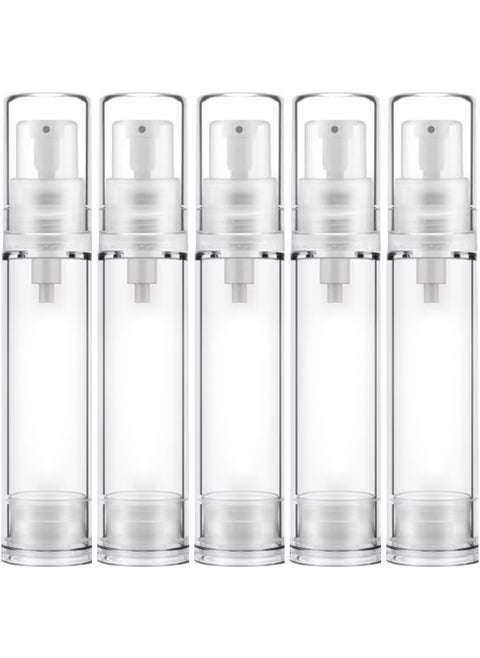 KEAIYYJ- Travel Pump Bottle Airless Mini Foundation Container Empty Refillable 10 ml 5 Pack