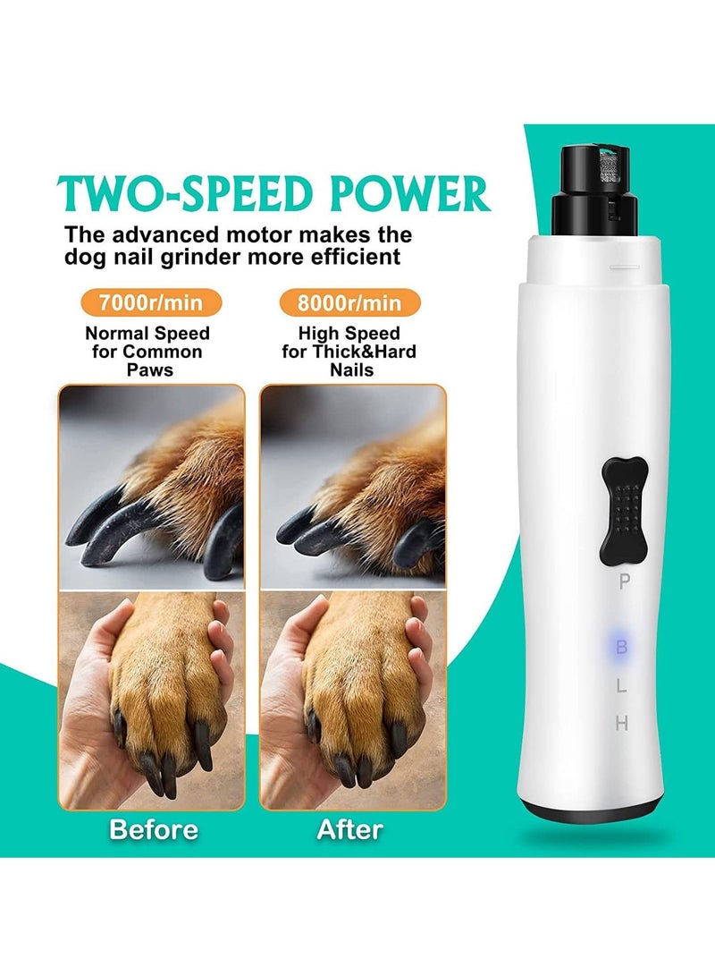 Bluejw Dog & Cat Nail Grinder with 2-Speed, Auto-Stop Protection and High-Strength Clipper, 5 LED Lights Pet Toenail Trimmer for Large, Medium, Small Breed, 3 Ports Low-Noise Painless Paw Filer - Image 2