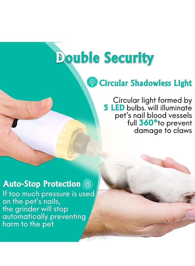 Bluejw Dog & Cat Nail Grinder with 2-Speed, Auto-Stop Protection and High-Strength Clipper, 5 LED Lights Pet Toenail Trimmer for Large, Medium, Small Breed, 3 Ports Low-Noise Painless Paw Filer - Image 3