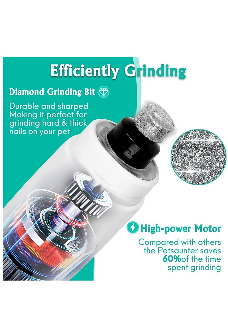 Bluejw Dog & Cat Nail Grinder with 2-Speed, Auto-Stop Protection and High-Strength Clipper, 5 LED Lights Pet Toenail Trimmer for Large, Medium, Small Breed, 3 Ports Low-Noise Painless Paw Filer - Image 4