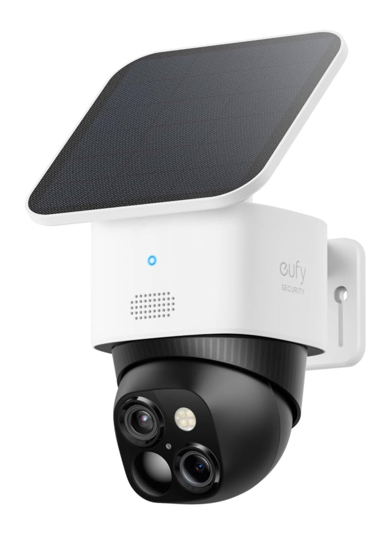 إيوفي eufy Security SoloCam S340 كاميرات مزدوجة كاميرا أمان تعمل بالطاقة الشمسية خارجية لاسلكية، كاميرا أمان منزلية 3K، مراقبة 360 درجة، لا توجد نقاط عمياء، شبكة Wi-Fi 2.4 جيجا هرتز، متوافقة مع HomeBase 3،  - Image 1