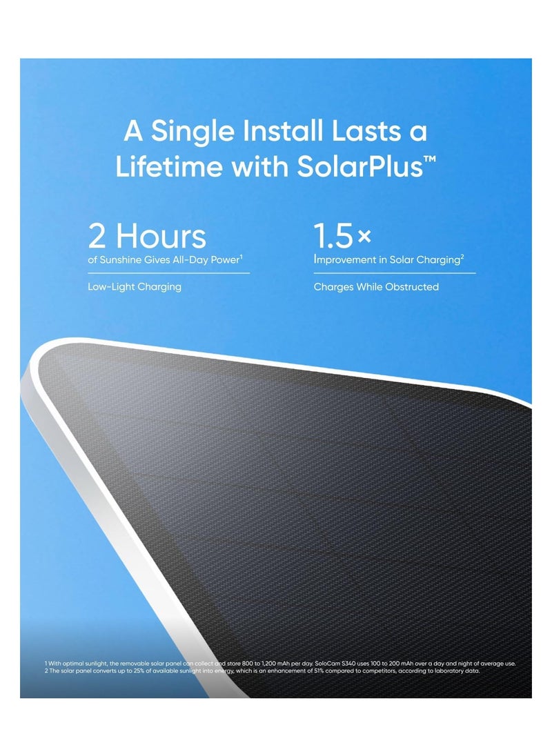 إيوفي eufy Security SoloCam S340 كاميرات مزدوجة كاميرا أمان تعمل بالطاقة الشمسية خارجية لاسلكية، كاميرا أمان منزلية 3K، مراقبة 360 درجة، لا توجد نقاط عمياء، شبكة Wi-Fi 2.4 جيجا هرتز، متوافقة مع HomeBase 3،  - Image 3