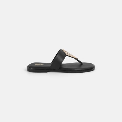 Mochi Women's Black Synthetic Stylish Flat Sandal UK/4 EU/37 (32-1170) - Image 5
