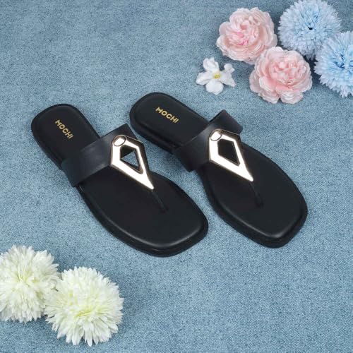Mochi Women's Black Synthetic Stylish Flat Sandal UK/4 EU/37 (32-1170) - Image 3