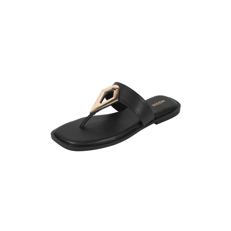 Mochi Women's Black Synthetic Stylish Flat Sandal UK/4 EU/37 (32-1170) - Image 1