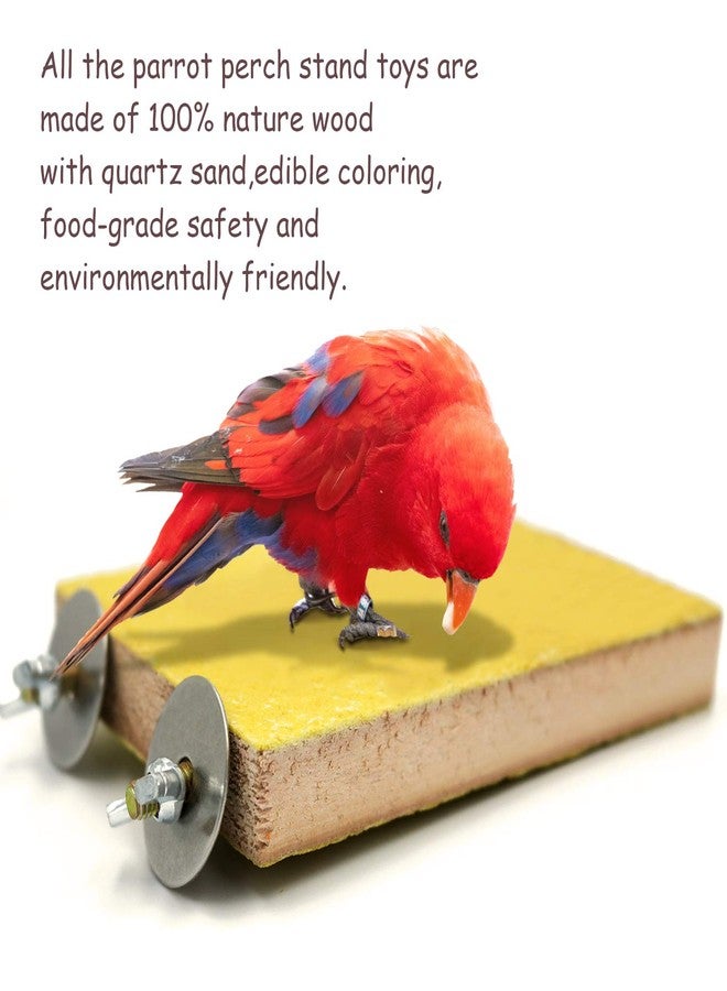 Bac-kitchen 6 Pcs Bird Perch Stand Toy, Wood Parrot Stand Platform Colorful Sand Paw Grinding Stick Cage Accessories Exercise Toys for Cockatiel Conure Budgies Parakeet Lovebird Hamster Gerbil Rat Mouse (6 Pcs) - Image 2