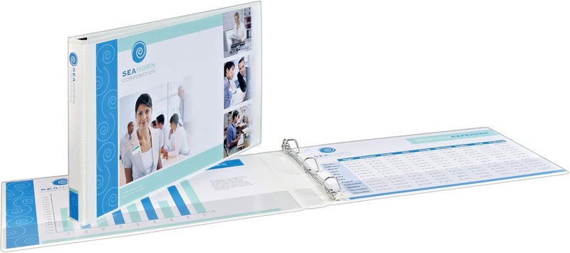 AVERY Heavy-Duty View 3 Ring Binder, 3" Slant Rings, Holds 11" x 17" Paper, 1 White Binder (72127) - Image 1