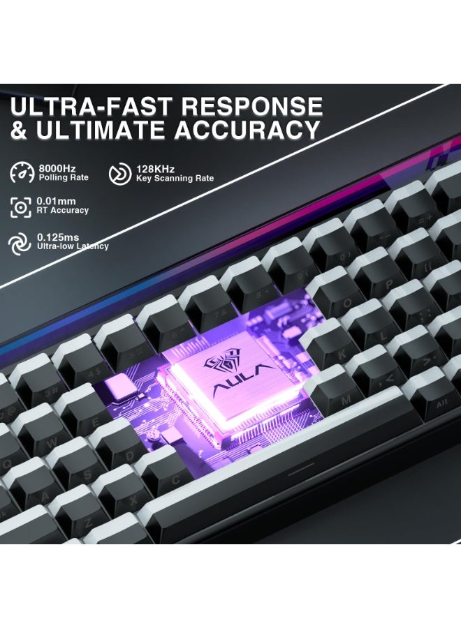 أولا لوحة مفاتيح ألعاب سلكية AULA Hero 68 HE 60%، لوحة مفاتيح مغناطيسية بتأثير هول مع معدل استطلاع 8 كيلو هرتز، أغطية مفاتيح PBT مطبوعة على الجانب، صندوق إضاءة خلفية RGB، برنامج ويب قابل للتخصيص للاعبي الكمبيوتر الشخصي/ماك - Image 4