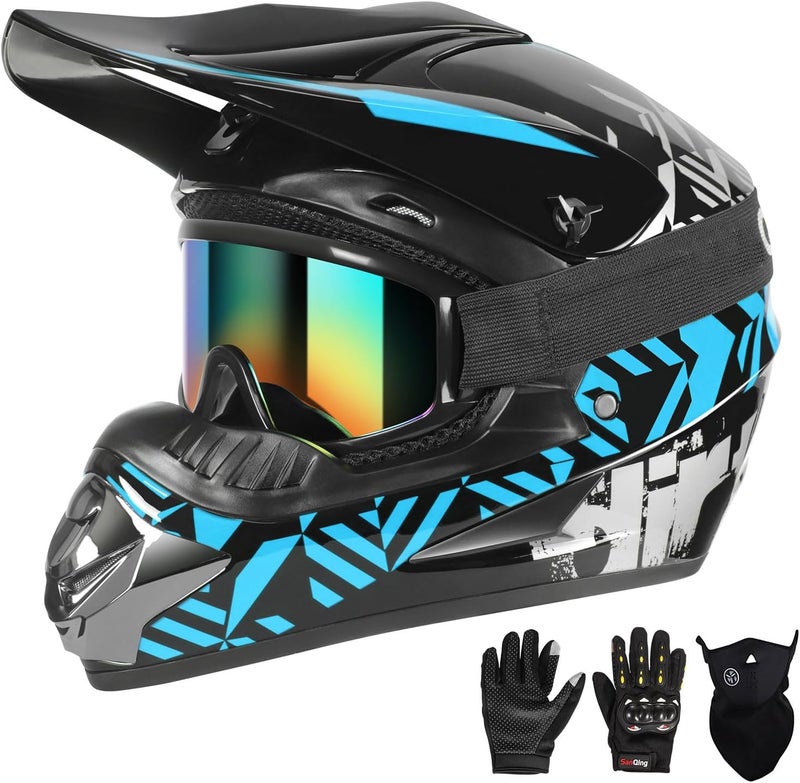SPARK Youth Kids Motocross Helmet Set with Goggles, Gloves, and Face Mask - DOT Approved - Image 1