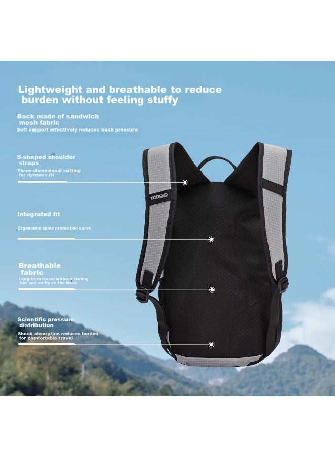 توريد Toread Outdoor حقيبة ظهر خفيفة الوزن قابلة للتنفس ومتينة للمشي لمسافات طويلة والتواصل 15l حقيبة تسلق أسود - Image 2