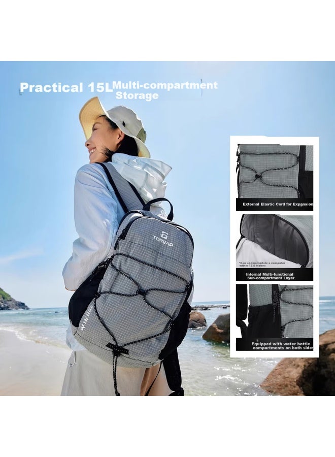 توريد Toread Outdoor حقيبة ظهر خفيفة الوزن قابلة للتنفس ومتينة للمشي لمسافات طويلة والتواصل 15l حقيبة تسلق أسود - Image 3