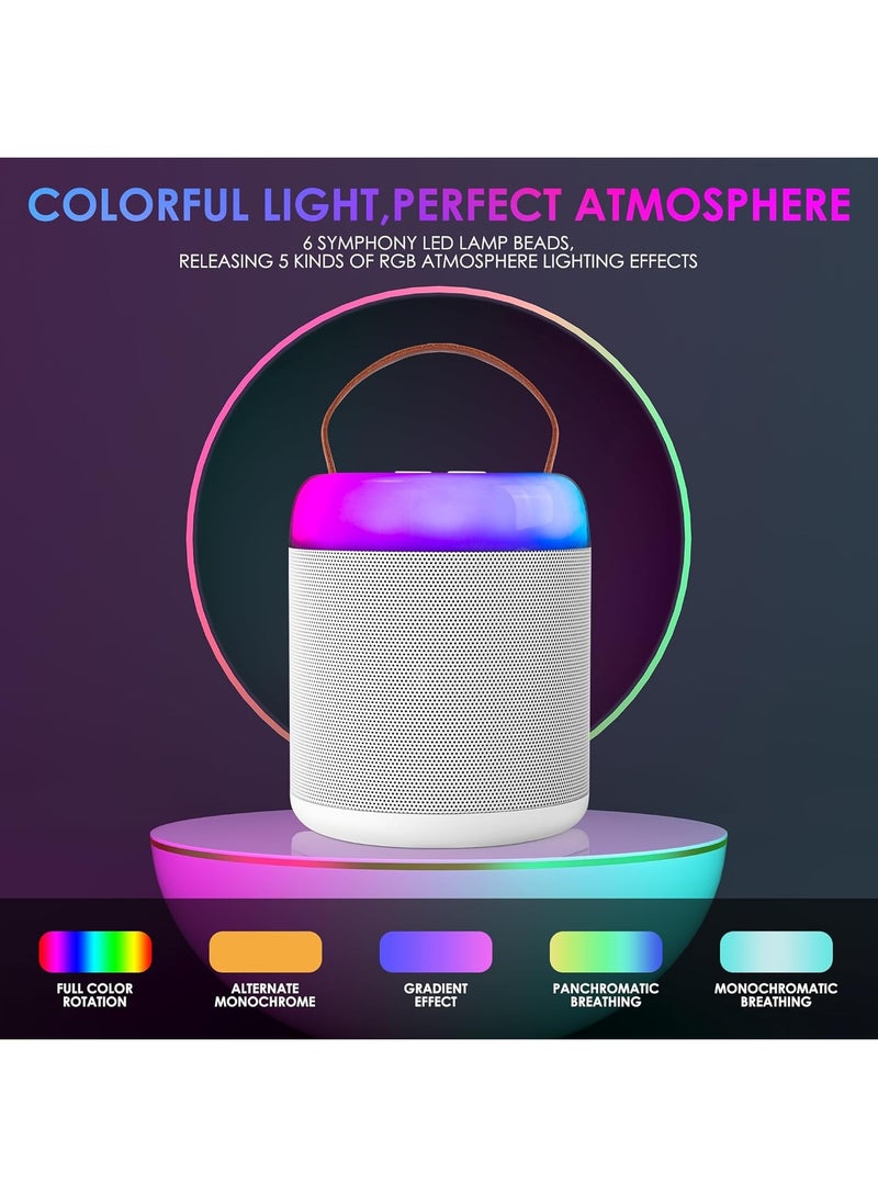 Mini Karaoke Machine Set with 2 Wireless Microphones, Portable Bluetooth Speaker Toy for Girls and Boys, Supports Bluetooth, AUX, USB, TF for Party/Meeting/Wedding/Home/Outdoor (White)  - Image 4