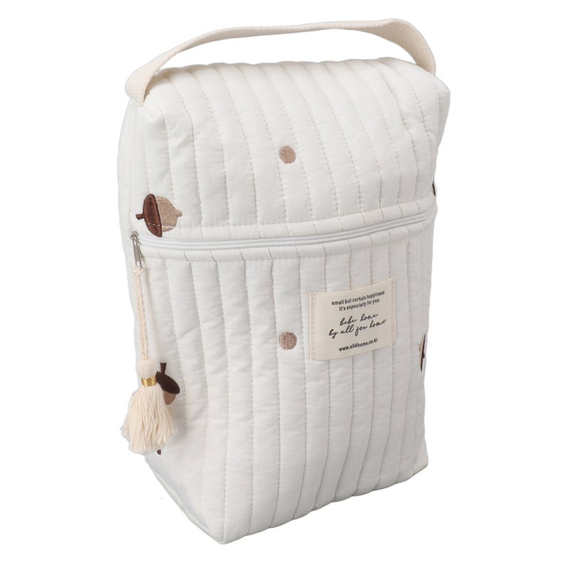 Diaper Bag: Cotton Cloth, Quilted Embroidered Pattern - Stroller-Attachable, Multi-Pocket Storage Diaper Bag for Baby Care, Outdoor Trips, Daily Errands - Image 3