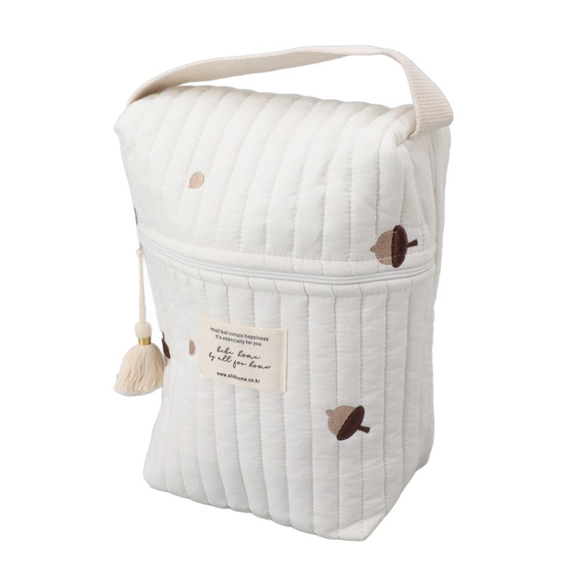 Diaper Bag: Cotton Cloth, Quilted Embroidered Pattern - Stroller-Attachable, Multi-Pocket Storage Diaper Bag for Baby Care, Outdoor Trips, Daily Errands - Image 2