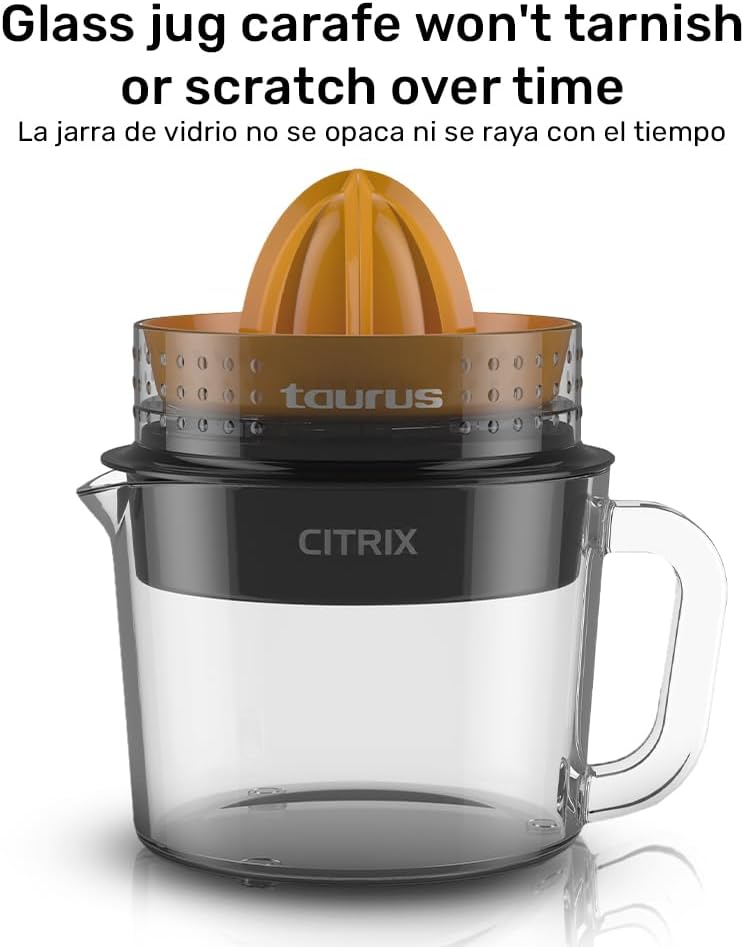 Taurus Citrus Juicer with 2 Interchangeable Cones, Premium Glass Container, Easy-to-Clean, Compact Design, Perfect for Limes, Oranges, and Lemons - Durable, Hygienic, and Versatile for Everyday Use - Image 4