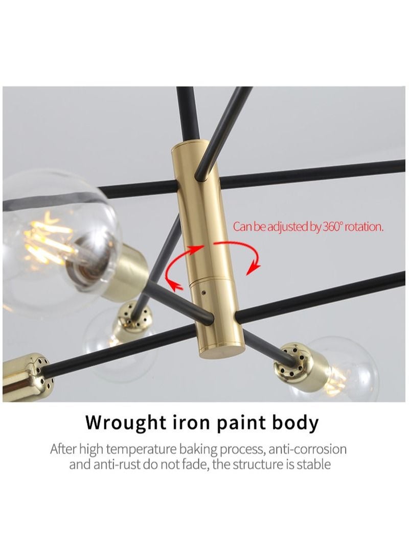 8 رئيس الحديثة الشمال السبوتنيك الثريات السوداء LED مصباح الإضاءة المنزلية تركيبات داخلية قلادة السقف ، لمبات غير المدرجة - Image 3