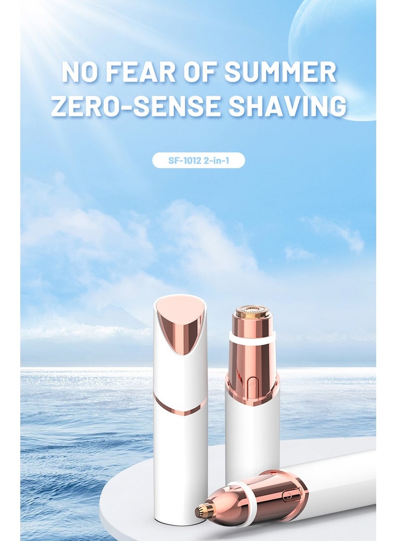 ماكينة حلاقة محمولة بتصميم أحمر الشفاه | جهاز إزالة شعر الوجه وتشذيب الحواجب 2 في 1 | أداة تجميل كهربائية مع رأس شفرة قابل للغسل - Image 5