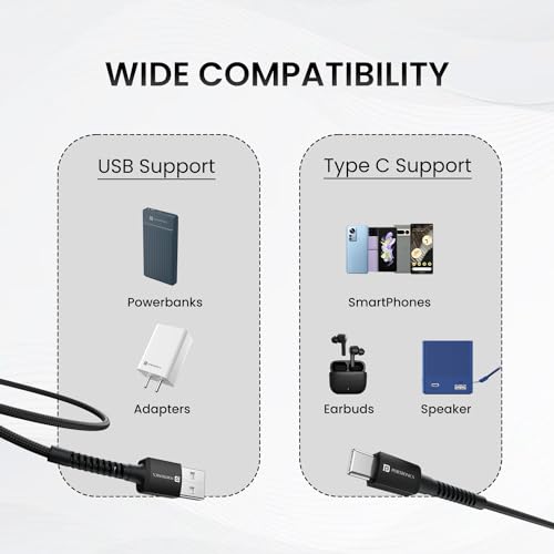 Portronics Konnect X USB to Type C Cable with 3A Output, Fast Charging & Data Transfer, Nylon Braided, Aluminium Alloy Shell, 1M Length compatible with Type C Smartphones(Black) - Image 4
