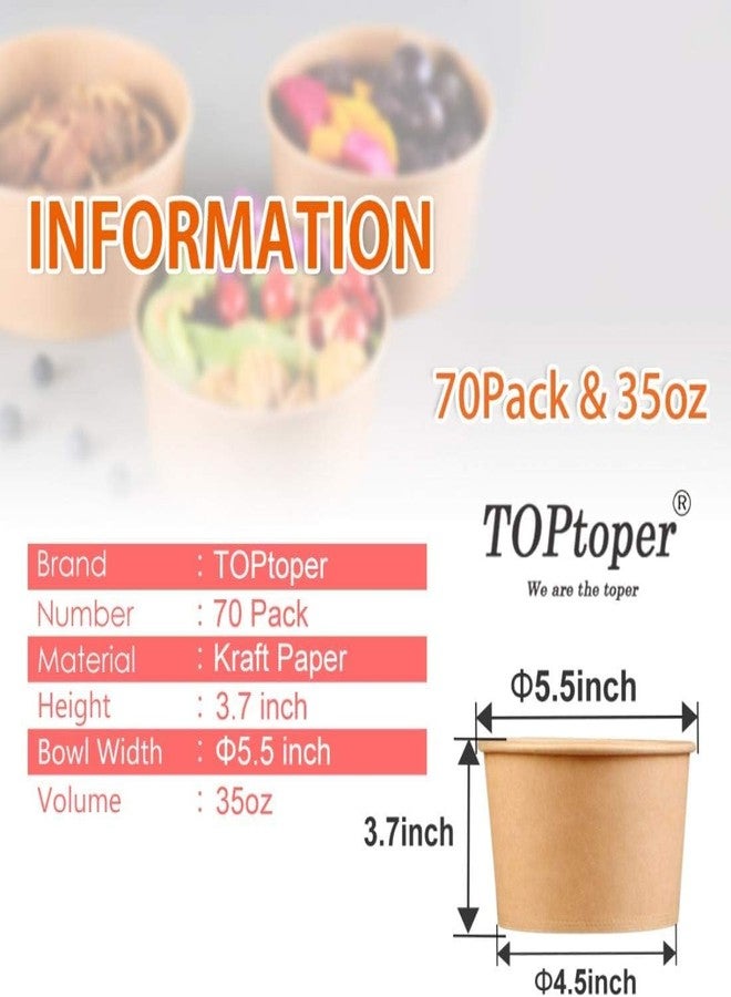 TOPtoper 35 Oz Large Paper Bowls【No Lids】 70 Pack Disposable Soup Bowls Plastic Free Party Supplies for Hot/Cold Food, Soup (35 OZ) - Image 4