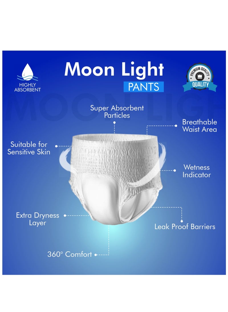 مونلايت حفاضات مونلايت بريميوم للبالغين - كبيرة (4 عبوات × 20 قطعة، إجمالي 80 قطعة) - للجنسين، امتصاص عالي، حماية من التسرب - Image 3