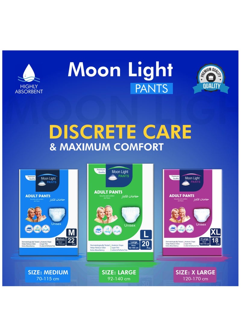 مونلايت حفاضات مونلايت بريميوم للبالغين - كبيرة (4 عبوات × 20 قطعة، إجمالي 80 قطعة) - للجنسين، امتصاص عالي، حماية من التسرب - Image 5